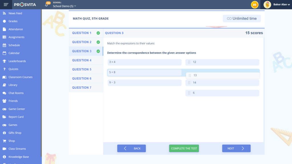 Matching question type