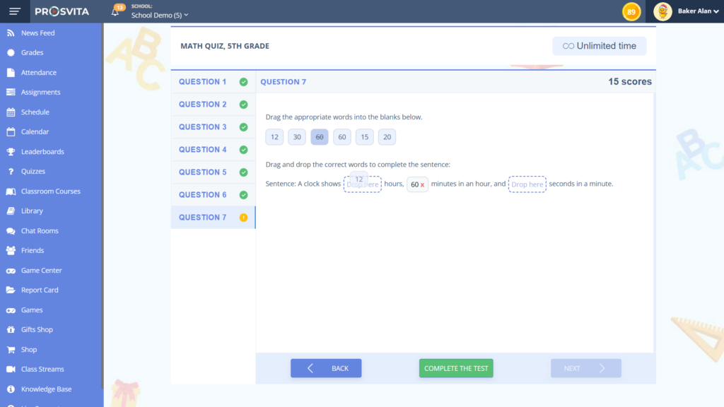 Fill in the blanks test type