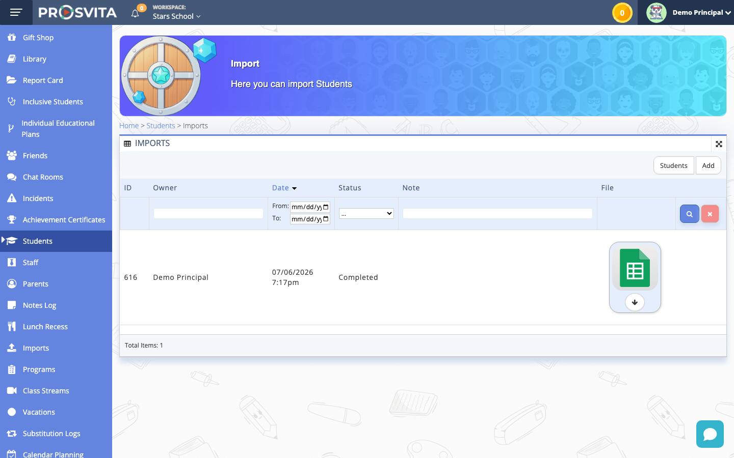 Completed student import result with no duplicate accounts