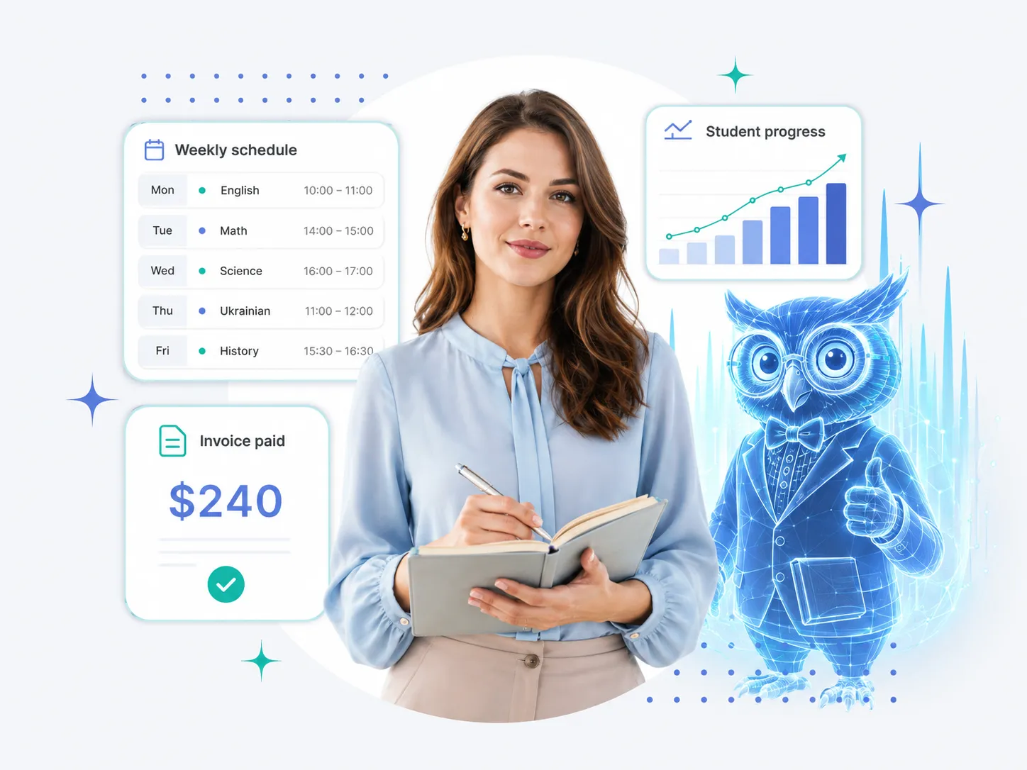 Prosvita weekly schedule and lesson booking for a tutoring business